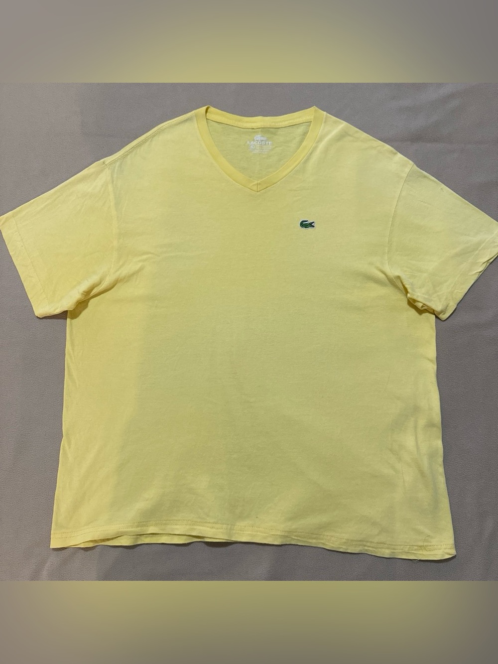 Lacoste Women’s Yellow V-Neck Short Sleeve Tee - Classic Croc Logo